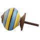 Turquoise And Yellow Striped Ceramic Dresser Knobs
